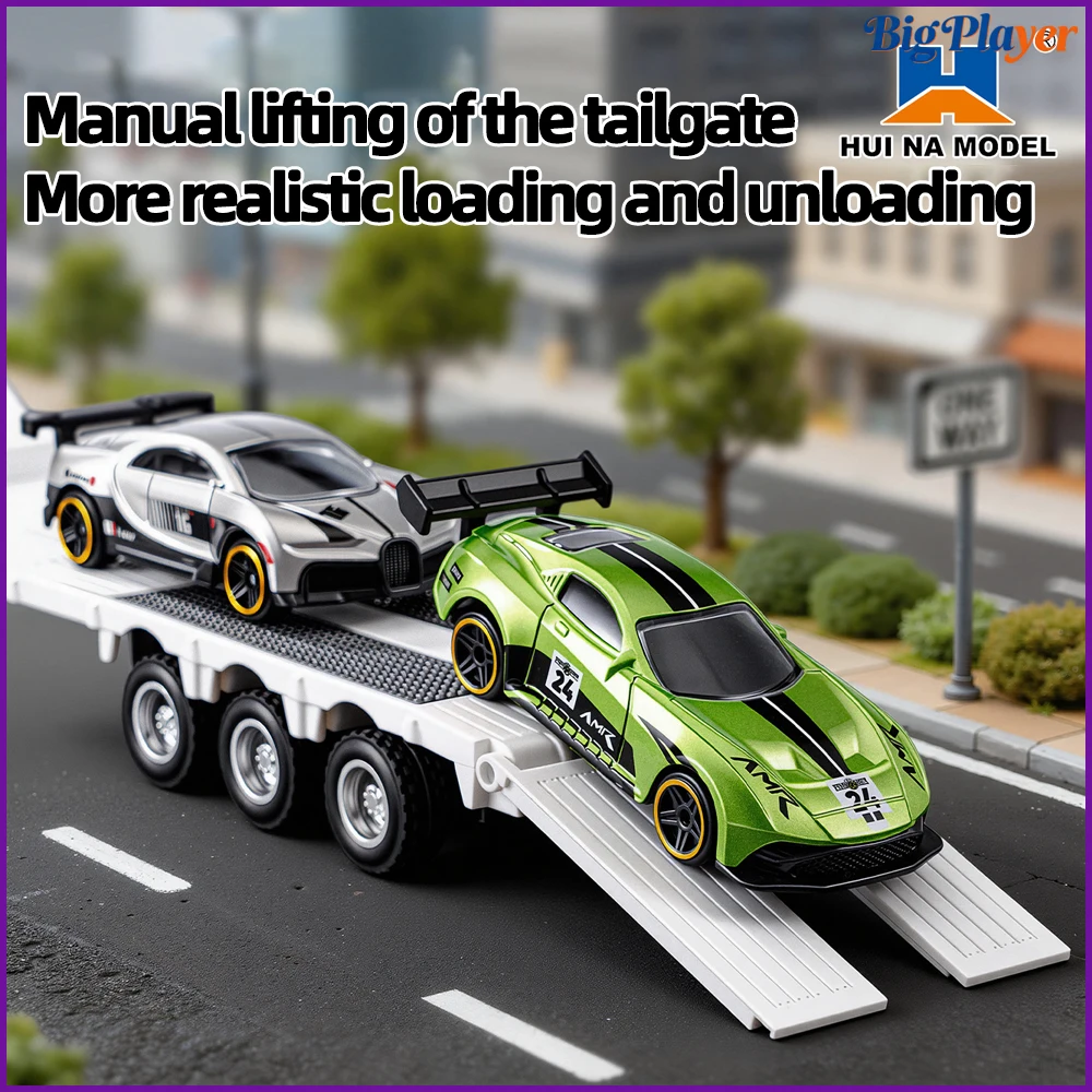 Huina 9900 RC Flatbed Tractor Truck 1/64 Scale 12CH 2.4G Proportional Remote Control Truck with Light Mini RC Model Toy In Stock