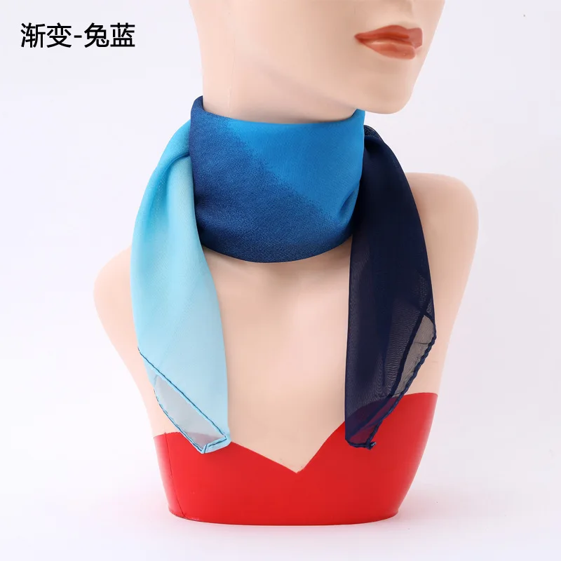 Square Scarf Georgette Gradual Change Small Silk Scarf Female Dot Solid Color Dance Scarf Korean Version Aunt Small Square