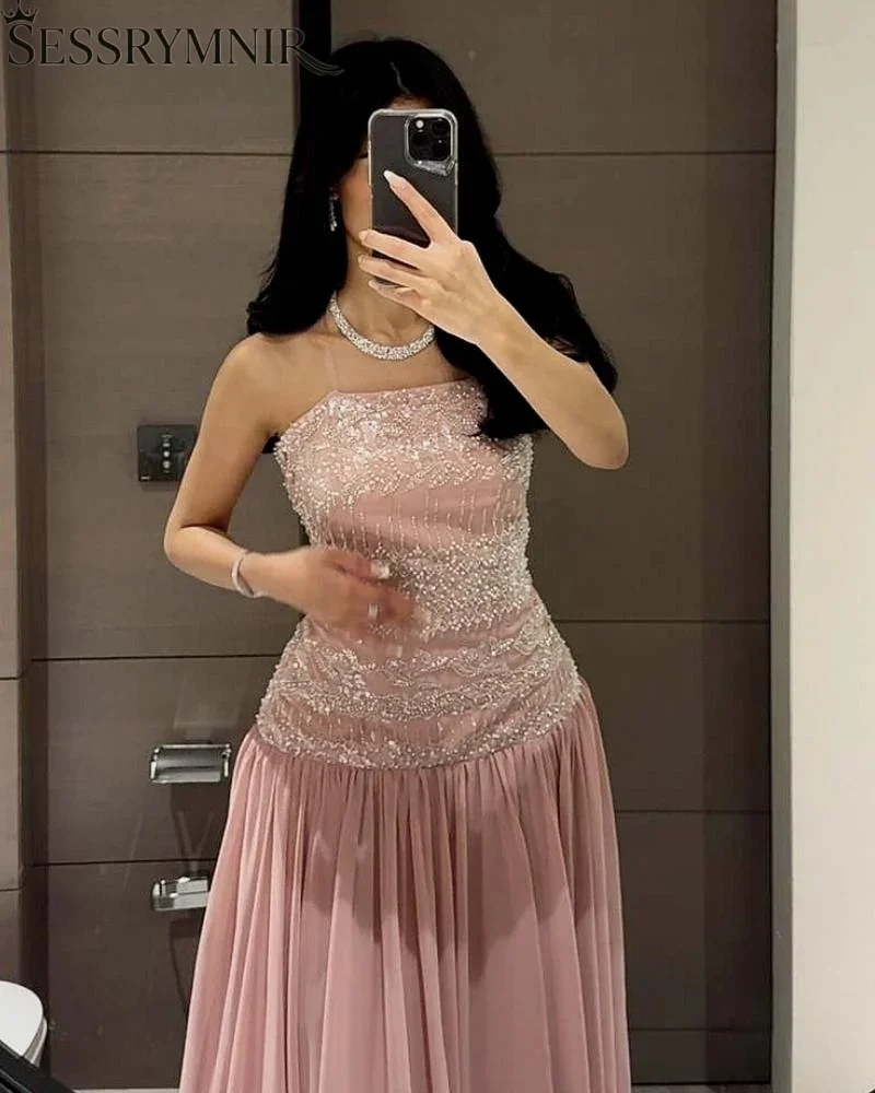 

SESSRYMNIR Women'S Wedding Party Attire Customize Strapless A-Line Sleeveless Floor-Length Women'S Formal Evening Gowns