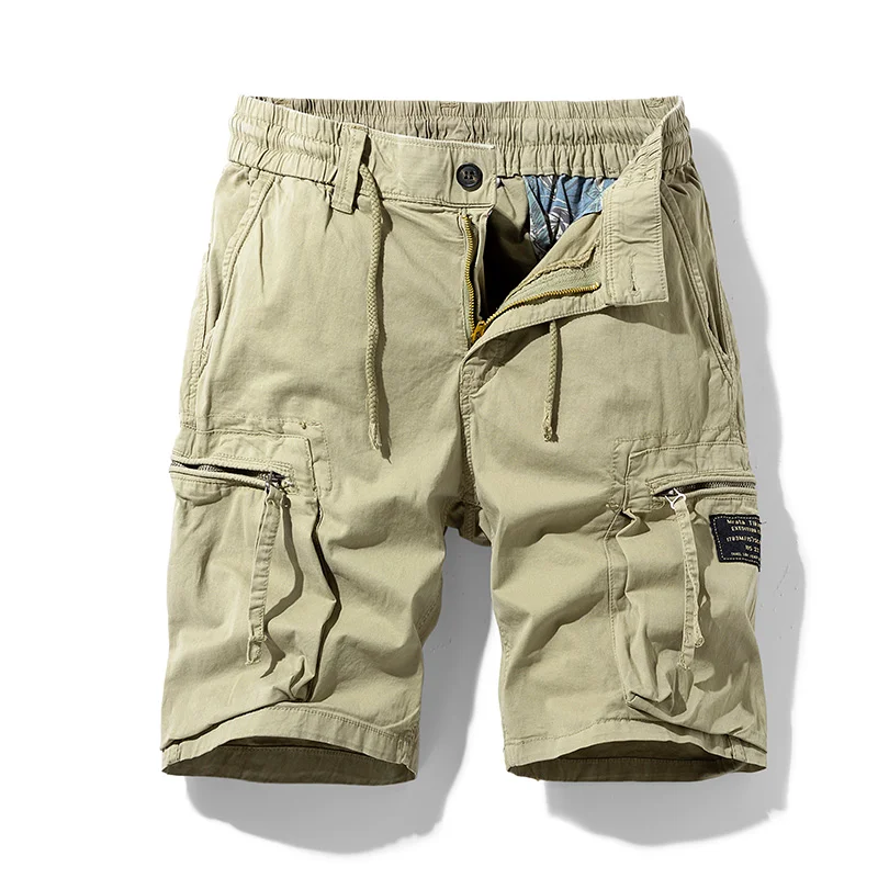 Summer Men\'s Cotton Cargo Shorts Fashion Casual Breeches Bermuda Beach Pants