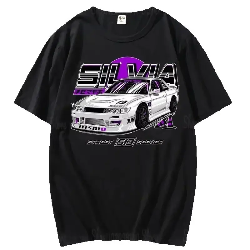 SChassis 13 SR20 Powered Classic T-Shirts Silvia S13 Criminal on Touge Drift King Style Japanese Race Car T-shirt Men JDM Tees