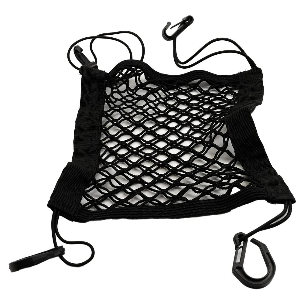 23cm X 30cm Motorcycle Luggage Net Hook Hold Bag Cargo Bike Scooter Mesh Storage Bag Bungie Edge + Nylon Mesh With Plastic Hooks