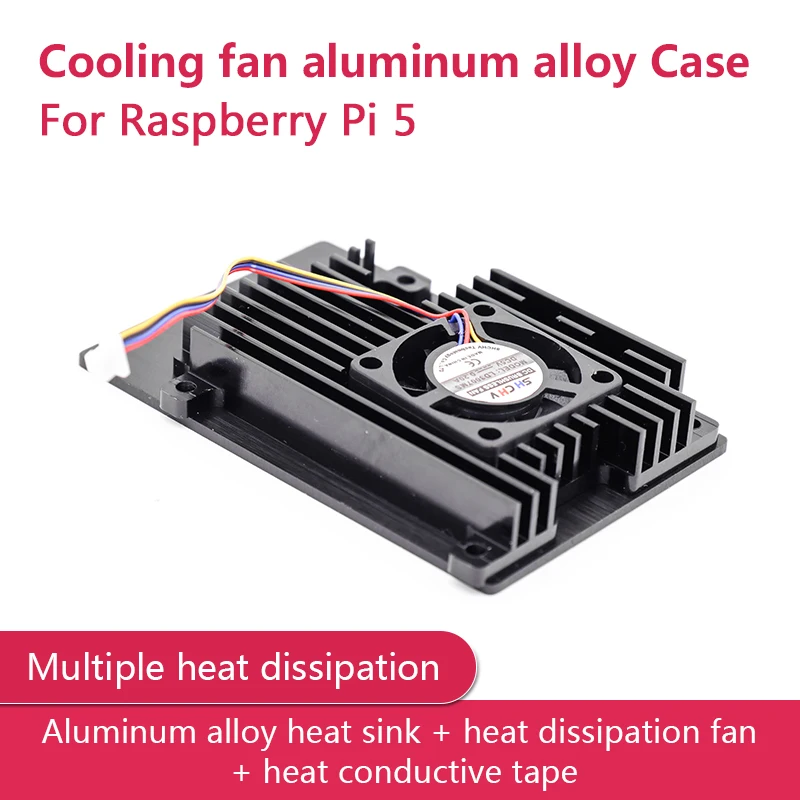 

Raspberry Pi 5 Aluminum Alloy Case Shell With Heatsink, Heat Dissipation Cooling Fan, Heat-conducting Tape For Pi5