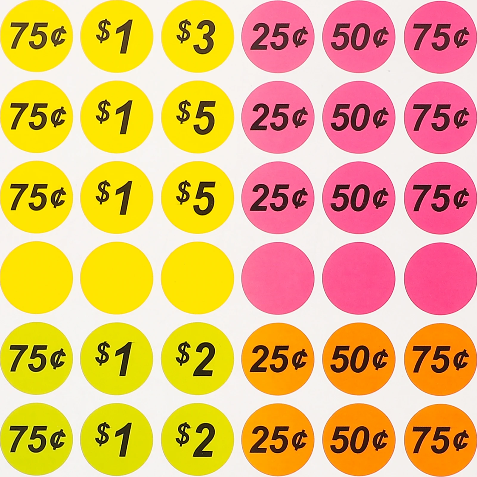 

25 Sheets Stickers Price Tag Round Labels Colored Circle Pricemarker Sale for Retail Store