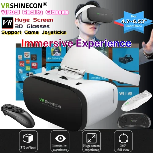 Gafas VR de realidad Virtual, gafas 3D IMAX, caja de cartón, casco VR para teléfono IOS Android 4,7-6.5, consola de soporte, Joysticks de juego