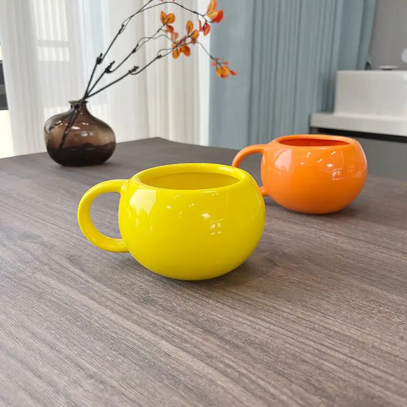 Creative Color Blocked Ceramic Mug,cartoon Water Cups, Office Breakfast Milk Cup, High-value Coffee Mugs, Christmas Gift Tea Cup