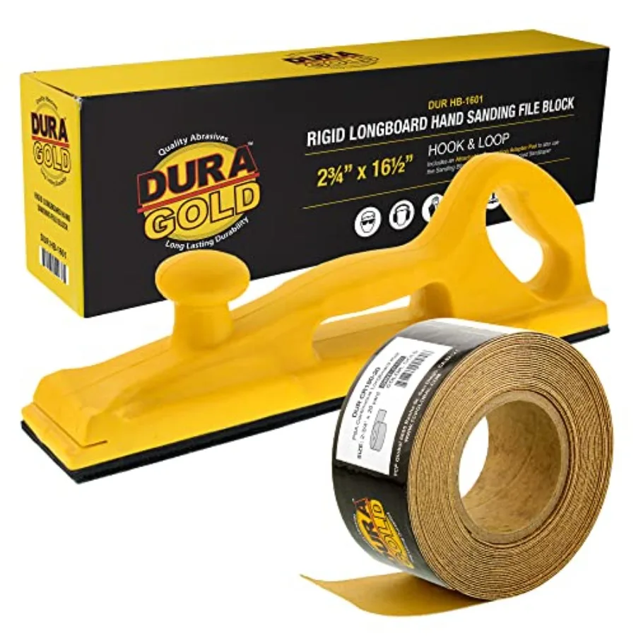 

Pro Series Rigid Longboard Hand Sanding File Block with Both Hook and Loop Backing and PSA Backing Adapter Pad and 180 Grit PSA