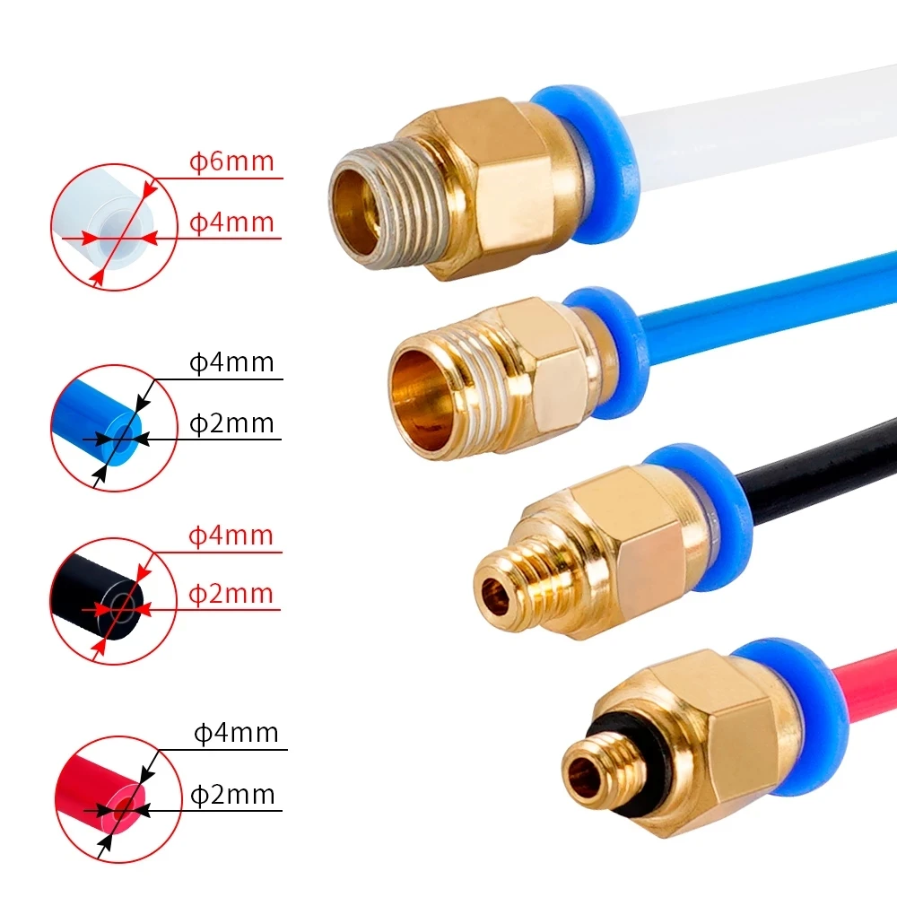 RAMPS 5PC złączka pneumatyczna szybkozłączka 4-m5 4-M6 gwintowana złączka powietrzna rura Push OD 4mm/6mm do wytłaczarki rura PTFE