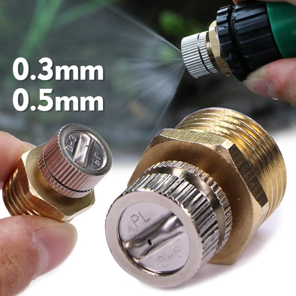 

1/2" 20mm Fan-Type Misting Nozzle 0.3/0.5mm Atomizer Sprayer Brass Joint Garden Irrigation Agriculture Humidification Watering