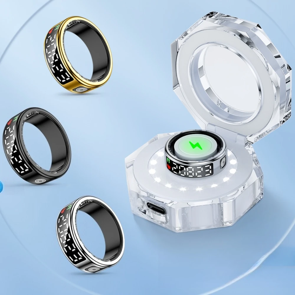 

Smart Ring Gesture Control Photography Sleep Blood Oxygen Heart Rate Monitoring Pedometer Male Female Touch Display Rings