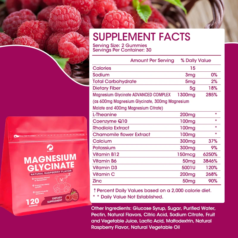 Kexinsh Magnesium Glycinate Gummies Relieves Stress Support Sleep Support Memory Promote Healthy Sleep Magnesium Glycinate Gummy