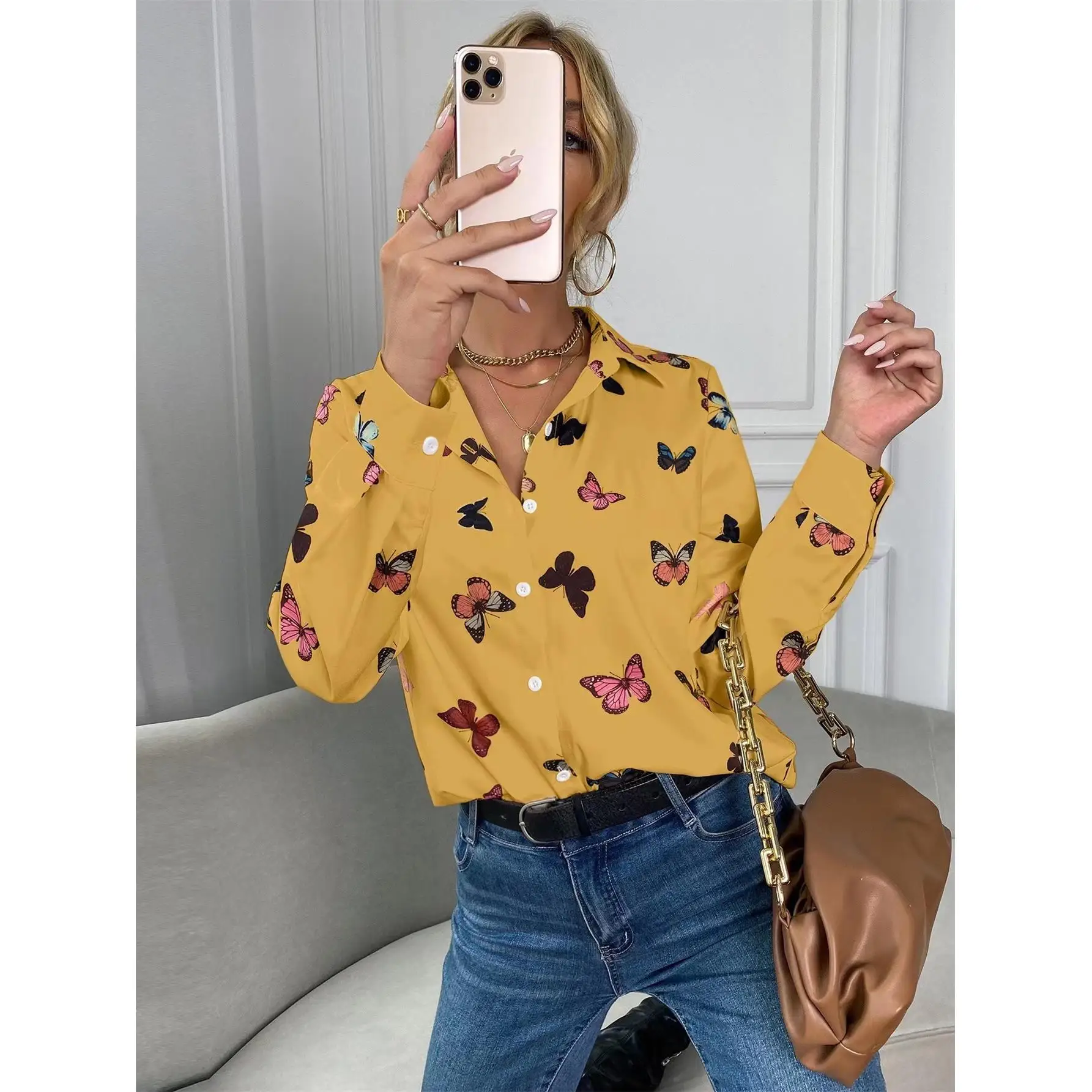 ชุดเดรสยาวพิมพ์ลายผ้าโพลีเอสเตอร์ทรงปกติ ความยาวระดับเข่า สำหรับฤดูใบไม้ผลิ แฟชั่นสำหรับผู้หญิง ชุดเดรสผ้าใยโพลีเอสเตอร์