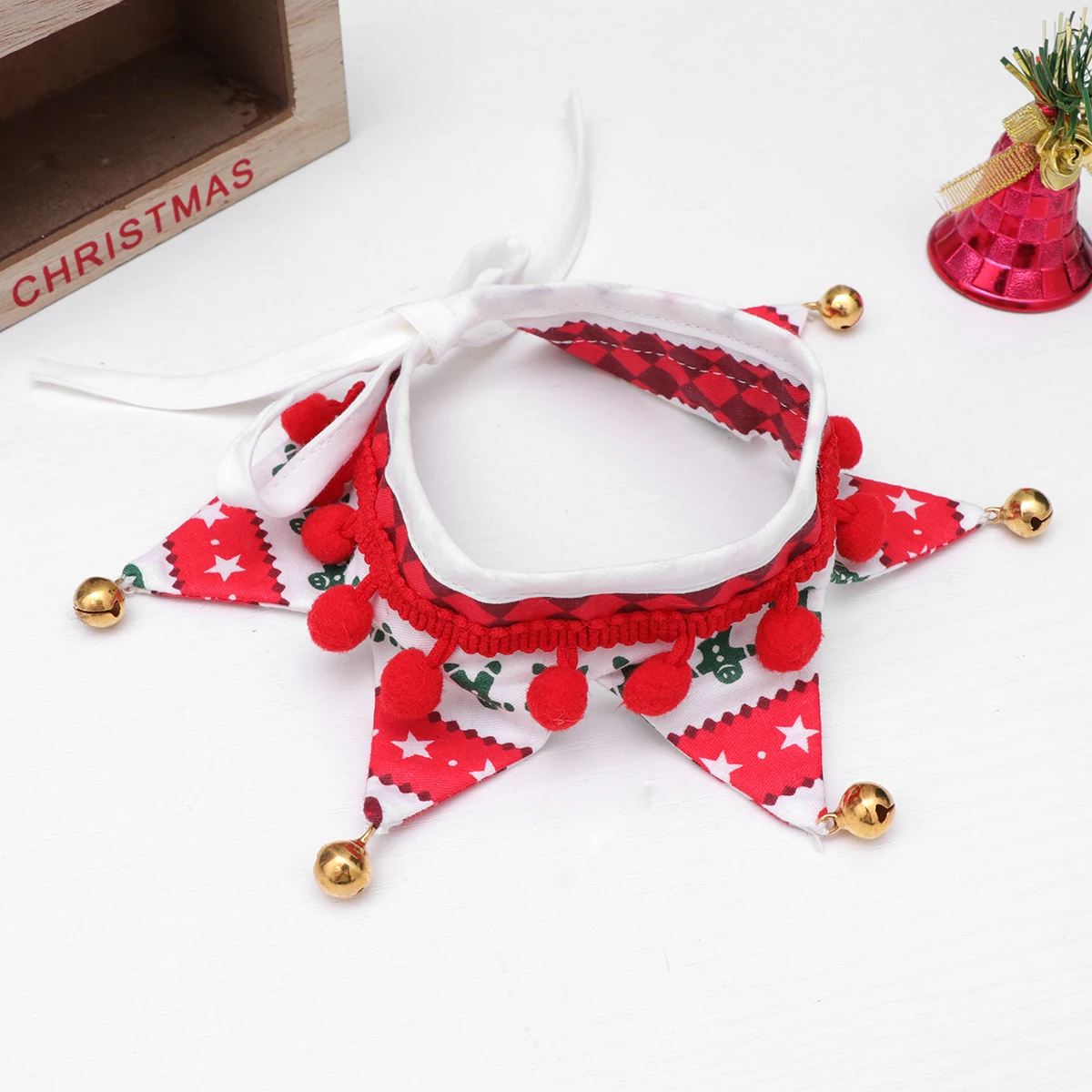 

Christmas Bell Scarf Costumes Pet Accessories Cat Triangle Neck with Vacation Suit