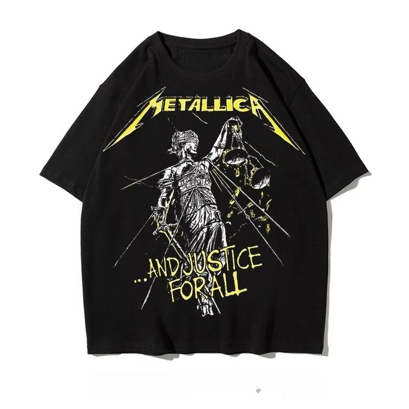 

Rock Meta American Ins Heavy Short-sleeved Oversize Cotton Printed Short-sleeved T-shirt Men's Fashion Trend Brand