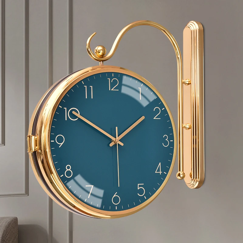 luxury two-sided clock household personalized silent Modern Nordic simple living room double-sided clock household fashion light