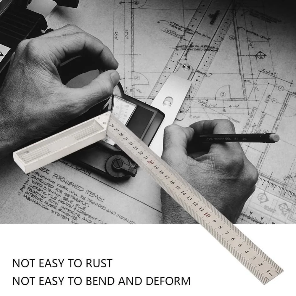 Precision Stainless Steel L Square Ruler L-Shaped Thick 90 Degree Ruler 30cm / 12in Straightedge Ruler for Woodworking Measuring