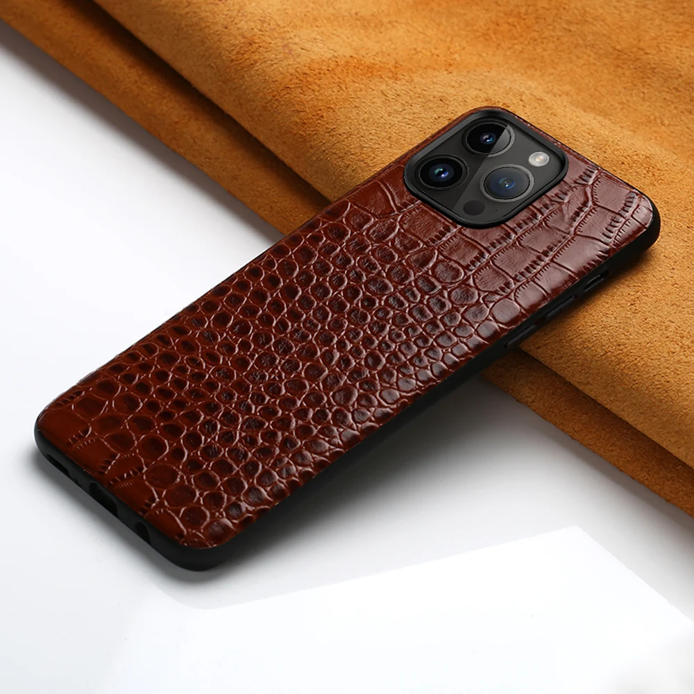 

Genuine Cowhide Leather Phone Case for Apple iPhone 15 14 Pro Max 13ProMax 15Pro 14Pro Full Protection Luxury Back Cover