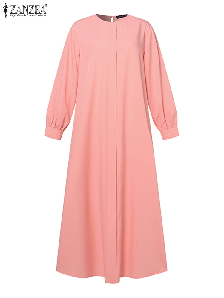 여성용 무슬림 긴 드레스, 전체 소매 맥시 드레스, ZANZEA Isiam 의류, Eid Mubarek Abaya Vestidos Kaftan, 가을 패션