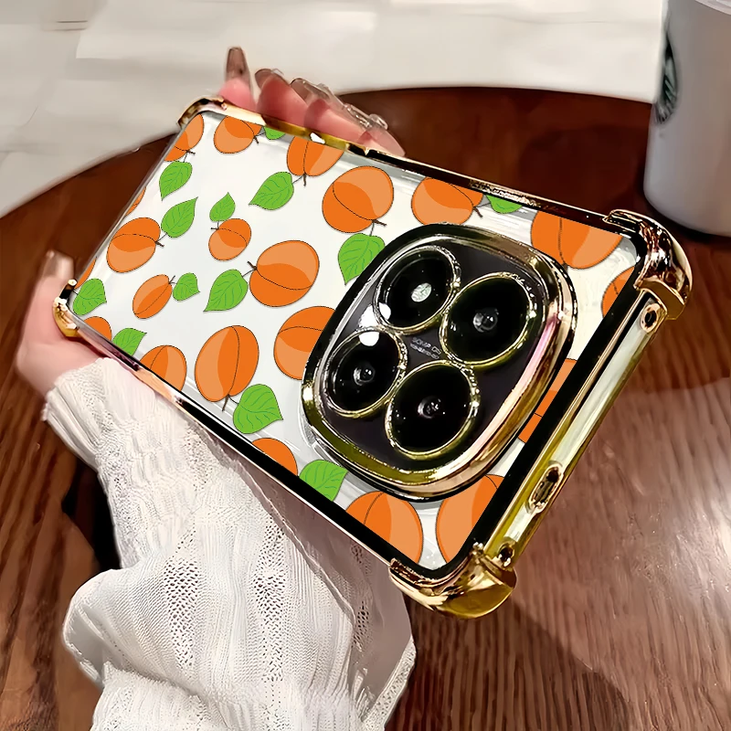 Funda de silicona transparente con diseño de fresa para Xiaomi 15 Ultra, 15T Pro, 14T, 14, 13 Pro, 11i, con revestimiento de lujo y a prueba de golpes.