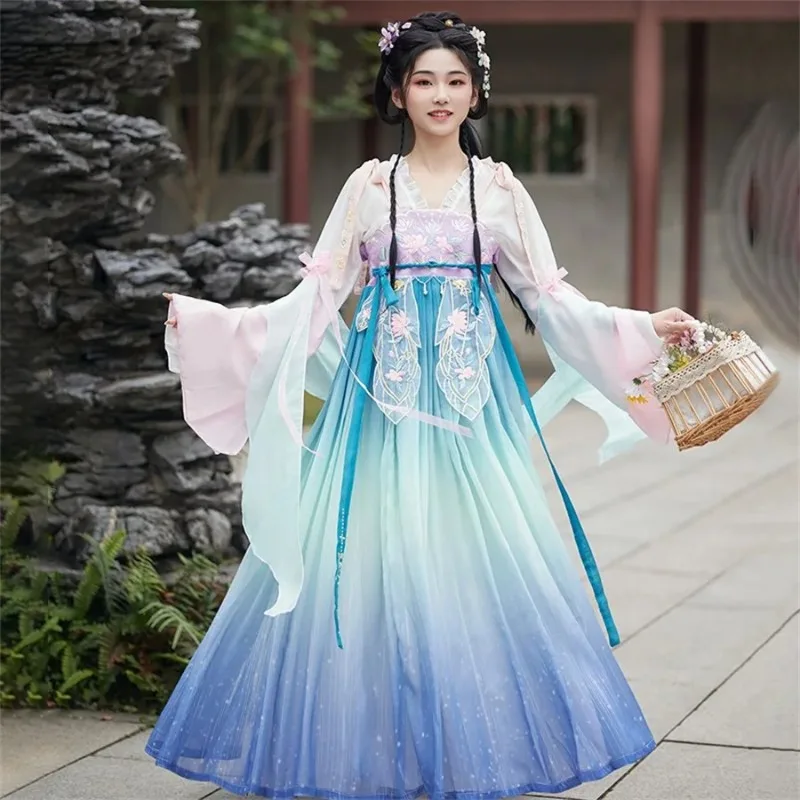 

Костюм феи в стиле династии Мин (Ханьфу) для женщин и девушек, тюлевое платье, недорогая китайская одежда, старинная китайская одежда