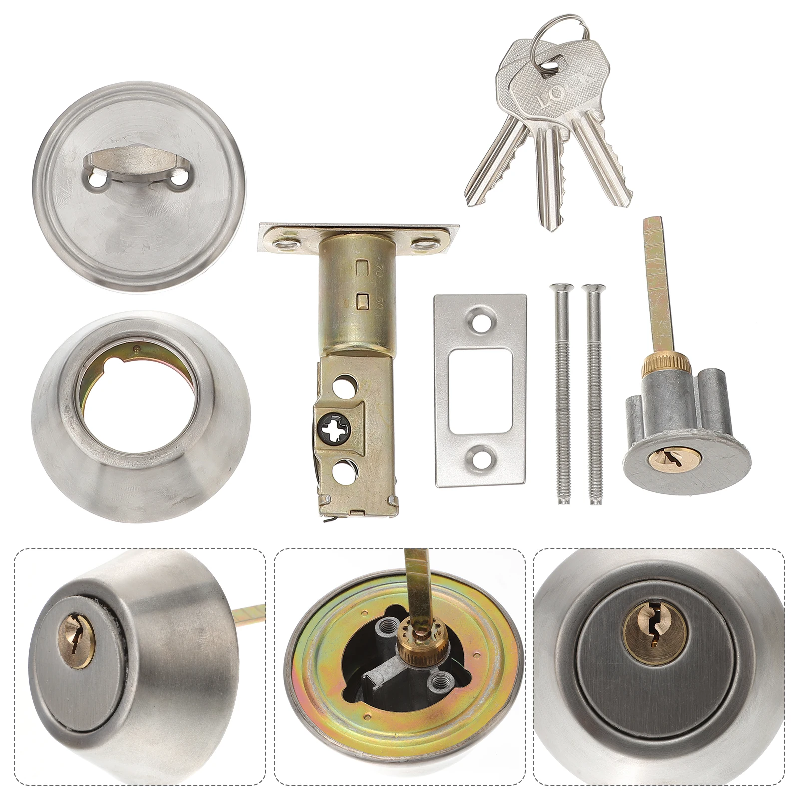Cerradura de puerta de acero inoxidable de un solo lado, seguridad de privacidad para dormitorio, baño, plata, fácil instalación, antirrobo, seguridad para el hogar, ancha