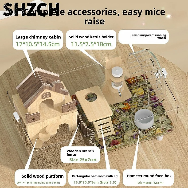 Acrylic Hamster Cage Extra Large Transparent Double-Layer Luxury Villa for Syrian view 4
