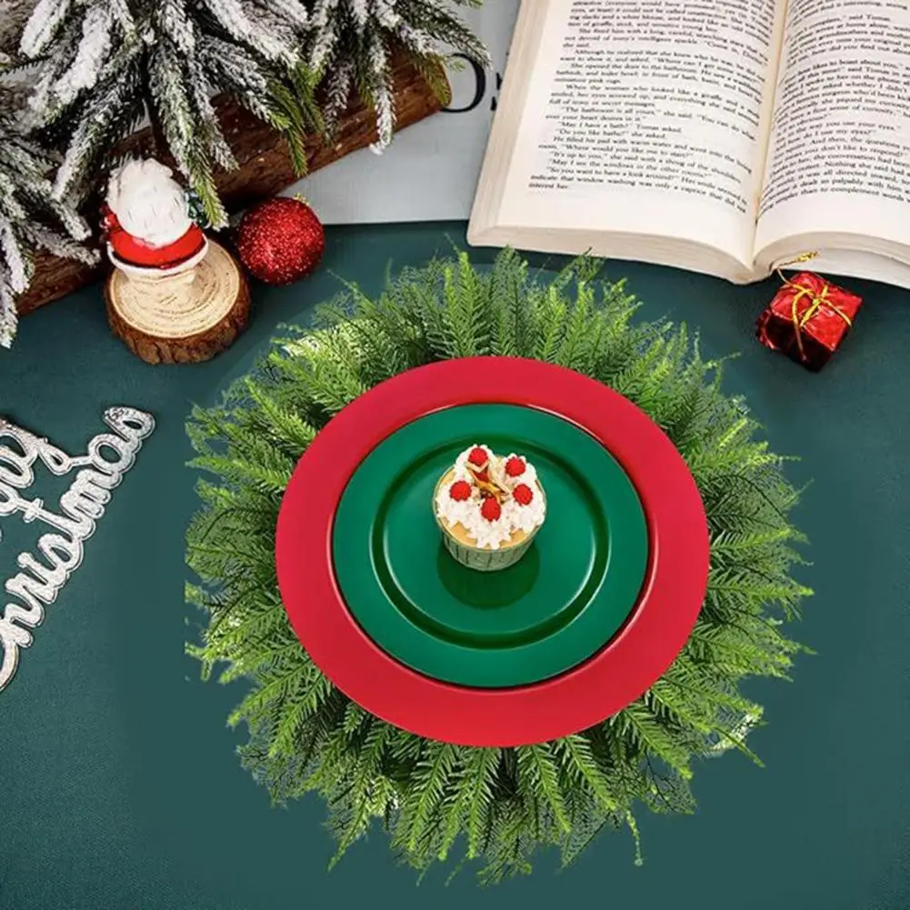 Round Winter Placemat Christmas Pine Branch Placemat Festive Holiday Table Decor Faux Cedars Placemats for Christmas Party Decor