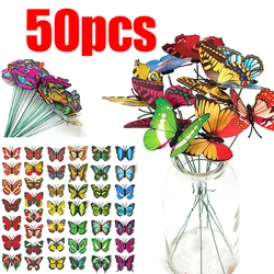 50Pcs/set Butterflies Garden Yard Planter Colorful Whimsical Butterfly Stakes Decoracion Outdoor Decor Flower Pots Decoration