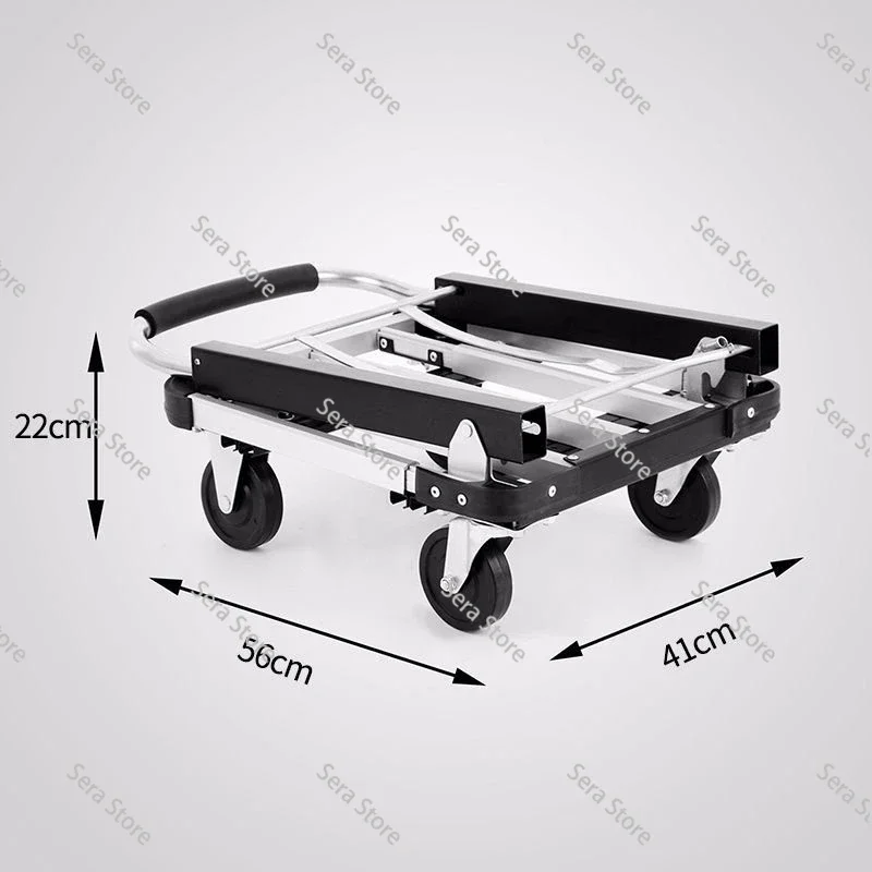 Household folding flatbed four-wheeled mute trolley portable trolley luggage cart pull truck trailer truck
