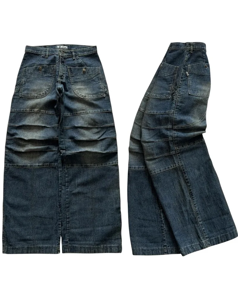 

Y2K New American Fashion Pocket Washing Old Baggy Jeans Women Streetwear Vintage Hip Hop Pop Gothic High Waist Wide Leg Pants