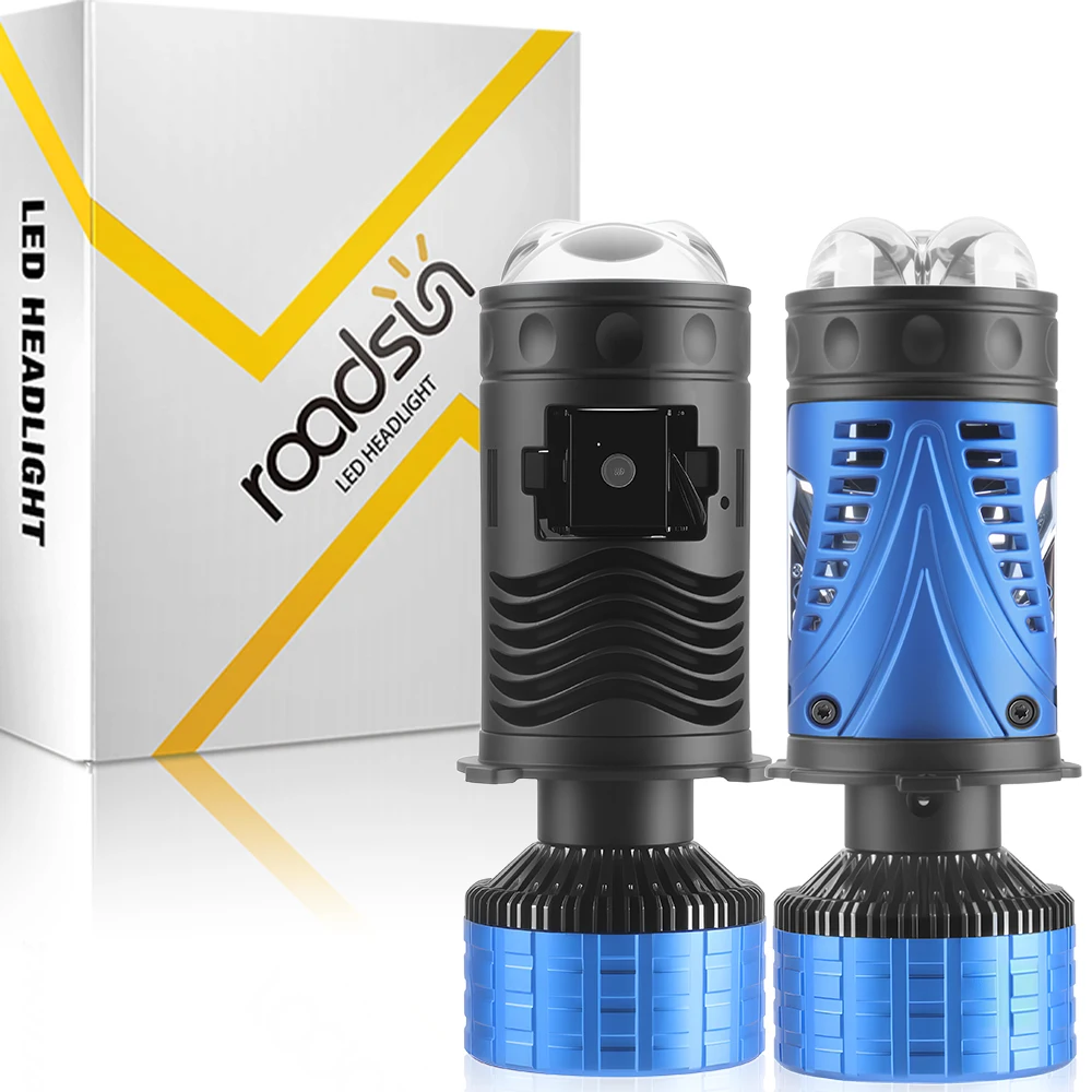 

Светодиодные лампы для фар автомобиля ROADSSUN 2PCS H4 9003 HB2 с проекционной линзой, 6500K, Canbus, 200W, высокая яркость