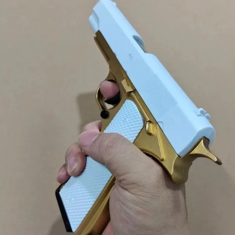2026 New Arrival Pop-Up Ejecting Soft Bullet Toy Gold White M1911 Plastic Model Outdoor Game Play Gift for Boys Kids