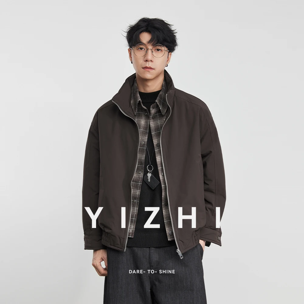 

Модный мужской пуховик из искусственного двух частей, куртка на молнии с воротником-стойкой, новинка зимы 2025, свободная многослойная верхняя одежда в стиле ретро, топ