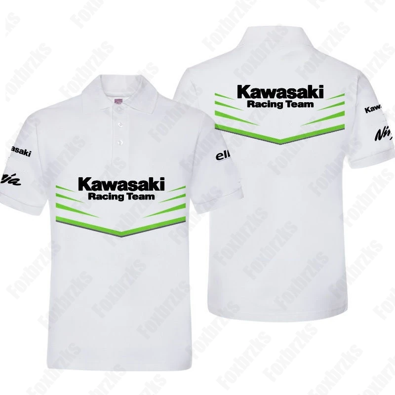 New All-match Motorcycle Heavy Machine Riding POLO Shirt Men\'s Summer Outdoor Riding Kawasakis Pure Short-sleeved T-shirt