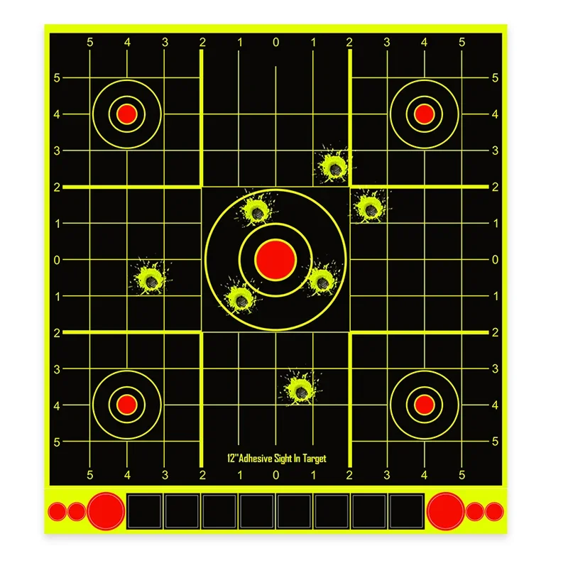 

12PCS 12 Inch Splatter Targets Self Adhesive Shooting Paper Reactive Fluorescent Yellow Burst Hit Visibility Sight In Grid