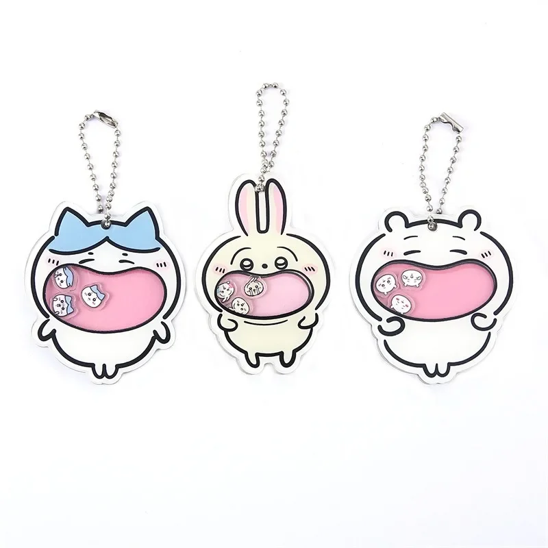 Chiikawa Interesting Kawaii Anime Keychain  Usagi Hachiware Acrylic Shake Friend Gift Cute Key Chains Toys As A Gift for Girls