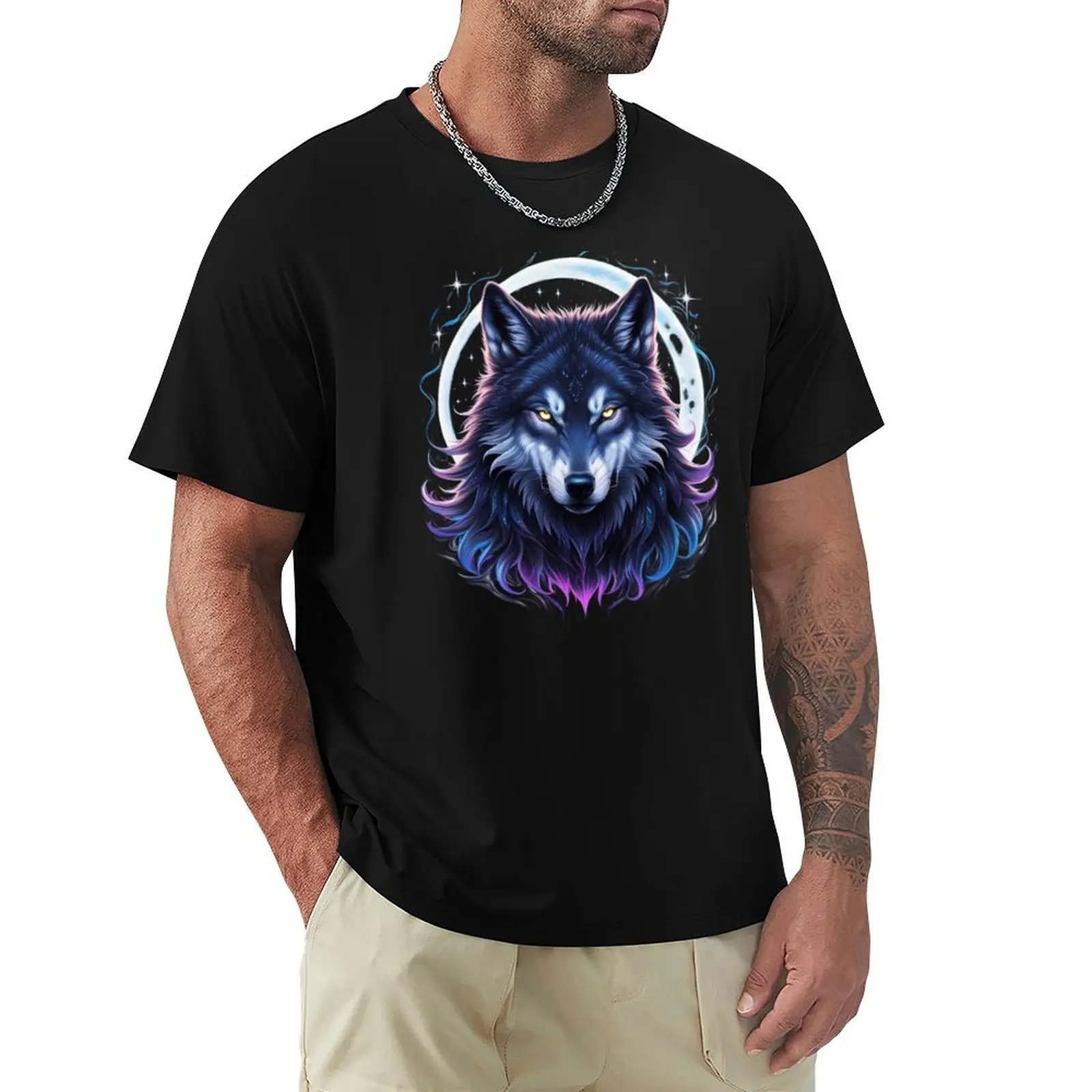 

Mystic Blue Wolf T-Shirt luxury designer cotton man t-shirts man clothes anime shirt sweat shirts, men