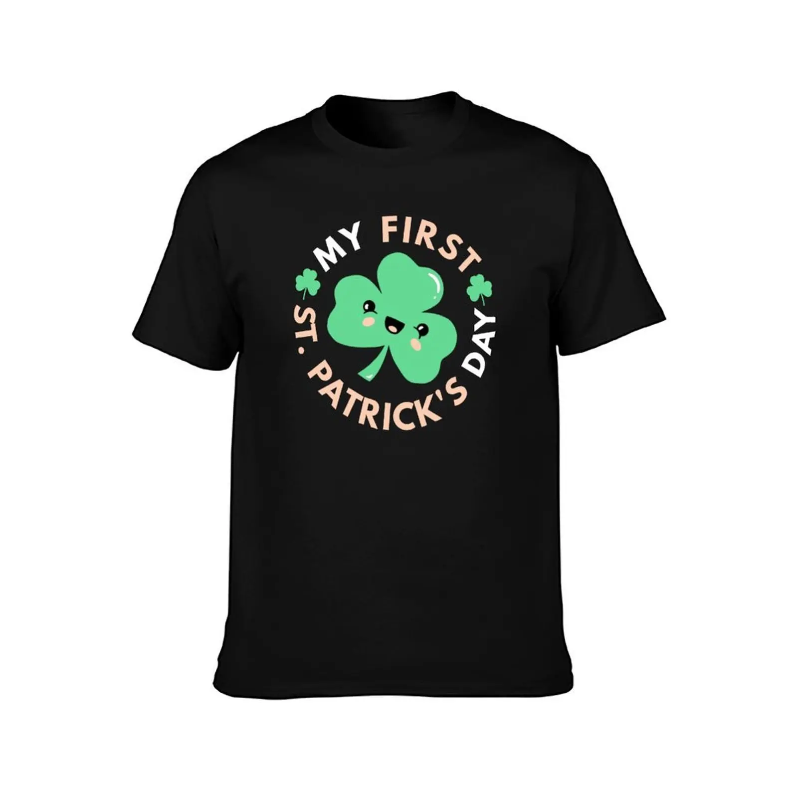 My first St. Patricks Day cute kawaii Irish shamrock lucky clover for kids T-Shirt, Summer Casual Cotton Tee, Unisex Men Women