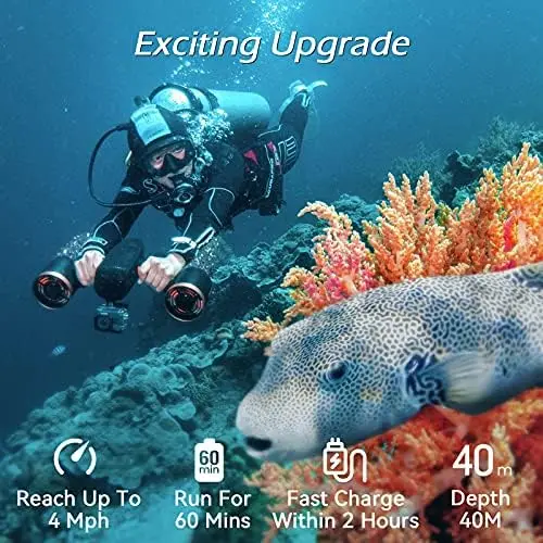 Sublue Mix Pro Black Waterproof Underwater Scooter with Backpack Bundle Set for Water Sports
