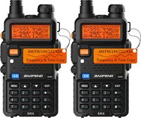 2PCS BAOFENG 5RX Ham Radio 5W VHF 1.25M UHF Tri-Band Walkie Talkies One Key Frequency AirBand Chirp Compatible