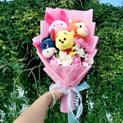 Winnie the Pooh Bear Tiger Pig Plush Bouquet Anime Cartoon Decoration Kids Birthday Gift Valentine's Day Gift For Women