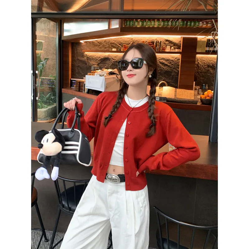 

Women's Solid 2025 Cardigan O Neck Button Down Knit Lady Autumn Leisure Knitted Single-breasted Cardigan Women's Sweaters