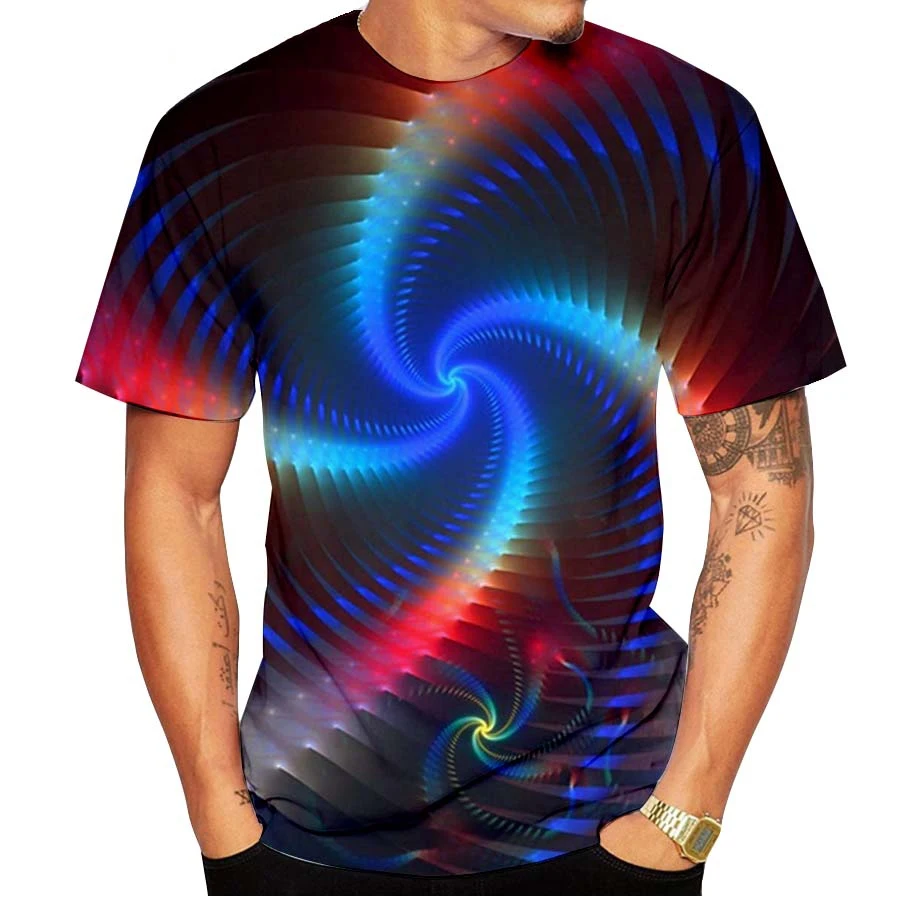 Men fashion 3D Printing Black And White Vertigo Hypnotic Unisxe Funny Short Sleeved Tees Men/women Tops Pullover Tee