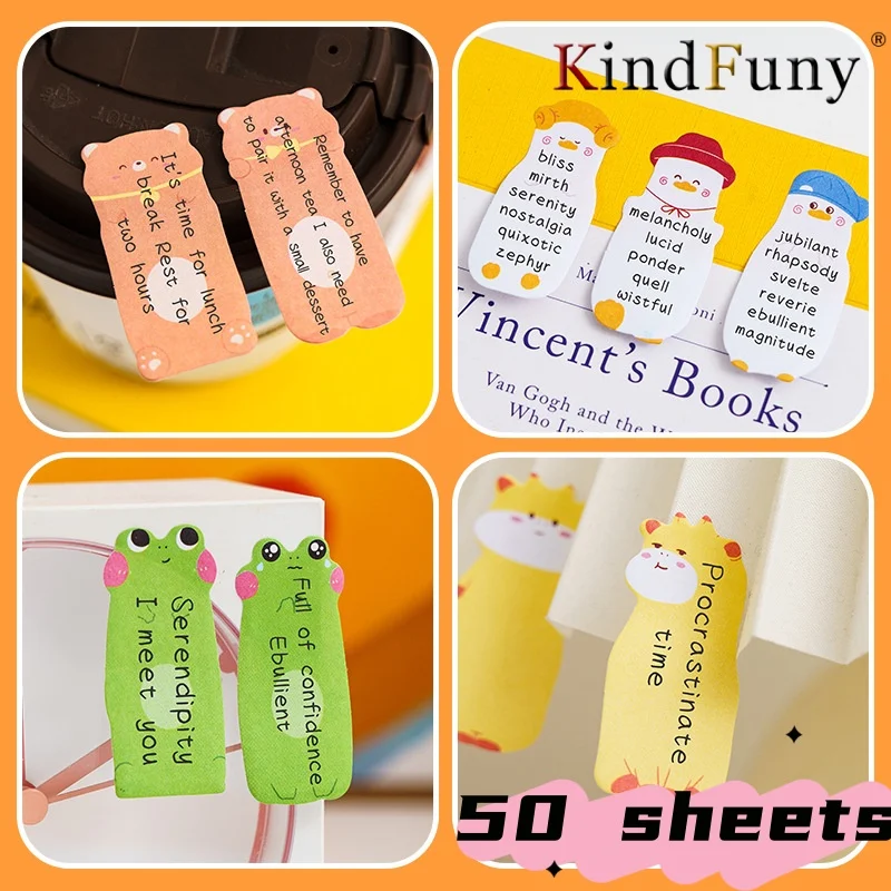 150 vellen cartoon dieren plaknotities capibara panda kat notitiepapier memo clips decoratief papier bladwijzers kantoor school