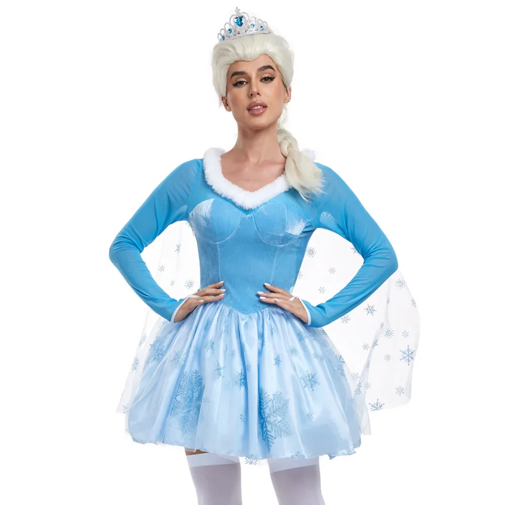 

Women's Sexy Queen Frozen Elsa Princess Cosplay Costume Carnival Halloween Fantasia Fancy Dress