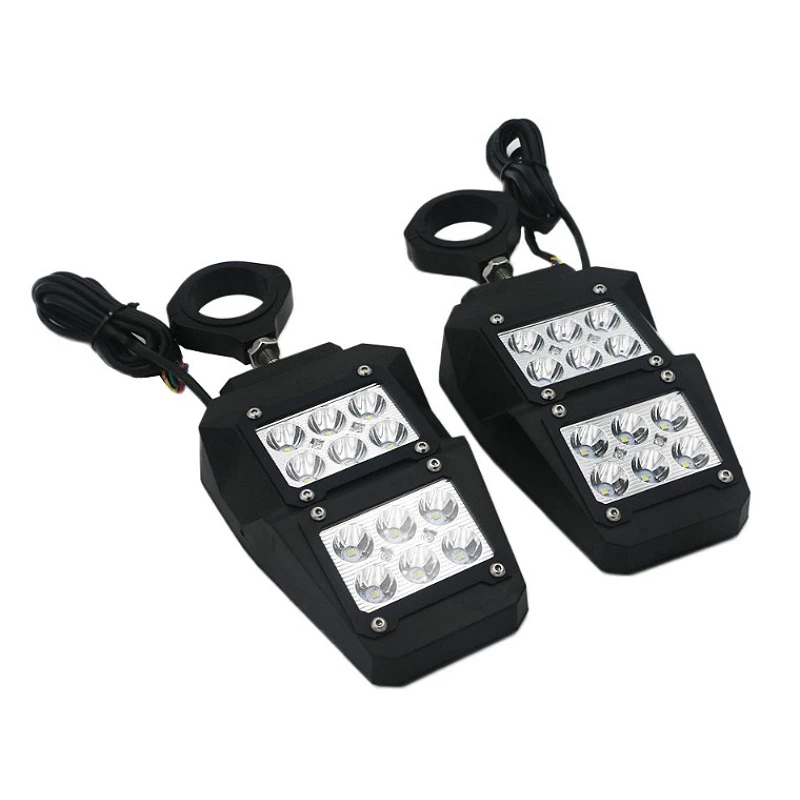 1Pair UTV Offroad Side Rear View Mirror W/LED Light 1.75