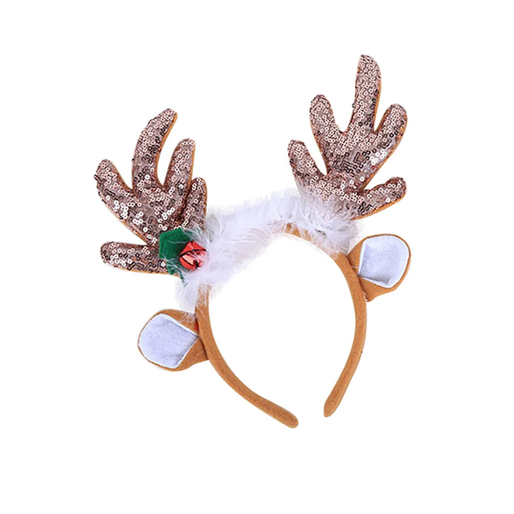 

Sequins Antler Party Headwear Christmas Hair Hoop Creative Gift Friends Family Fun Surprise Lightweight Safe Comfortable Coffee