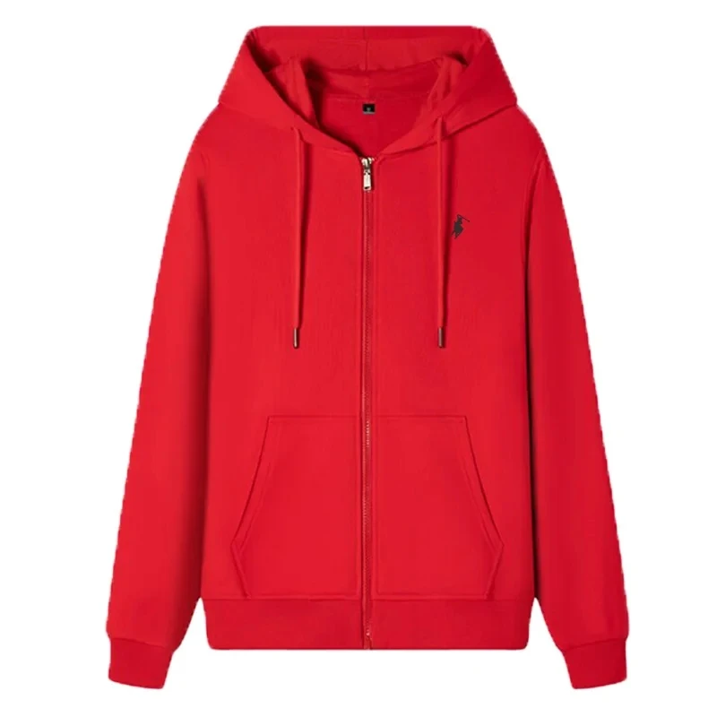 2024 hot selling hooded long sleeved Men\'s Jacket with drawstring zipper closure Women solid color casual sportswear clothing