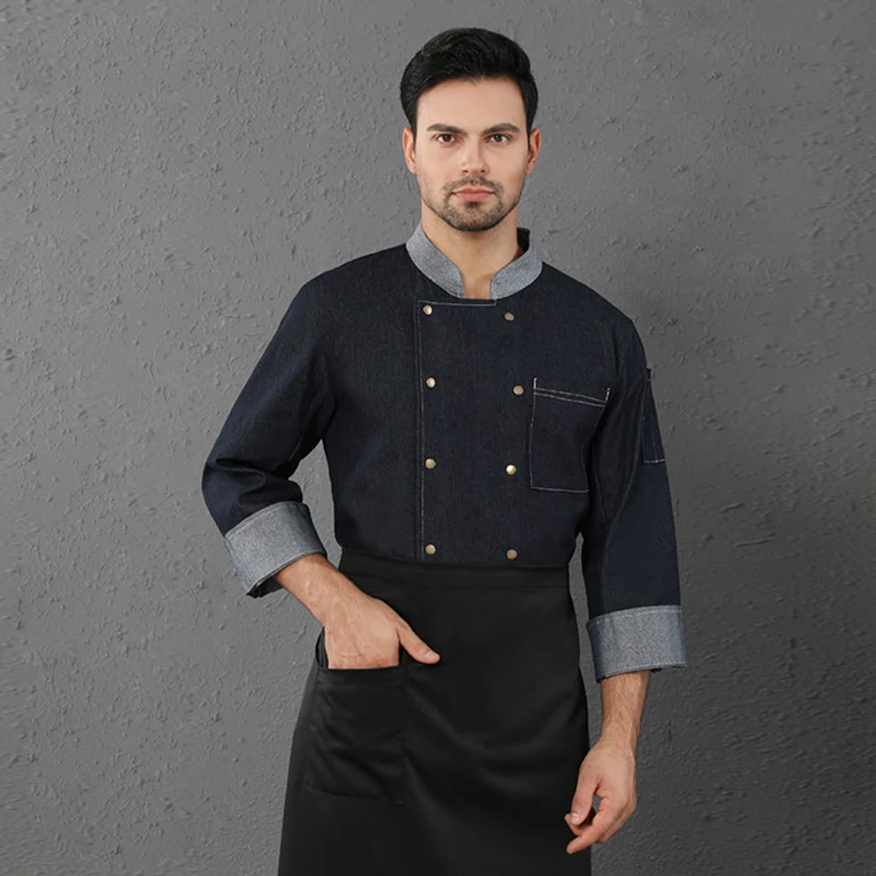 Vestes de Chef à manches longues, manteau de cuisine d'hôtel, vêtements de travail de cuisinier professionnel, uniforme de serveur de Service de restauration