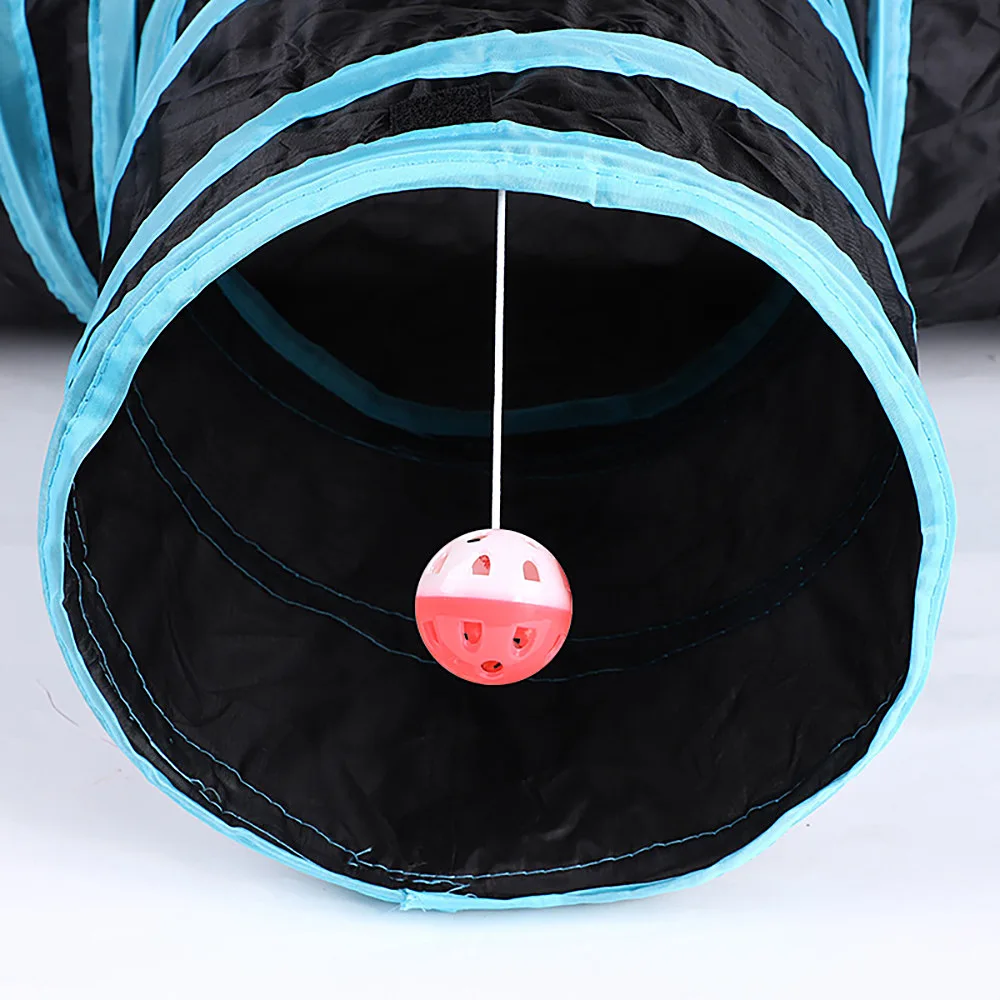 Pet Cat Tunnel Tube Toys 3 Way Collapsible, Tunnels for Indoor Cats，Kitty Bored Peek Hole Toy Ball Cat, Puppy, Kitty, Kitten